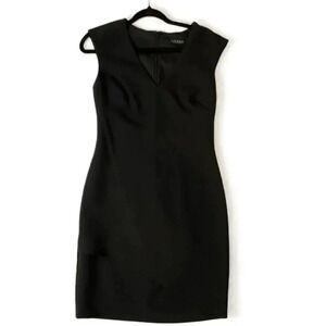 Lauren Ralph Lauren Black Sleeveless‎ V Neck Sheath Dress Womens Size 4